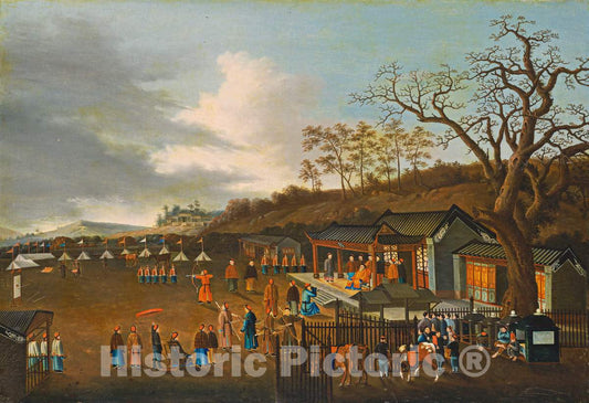 Art Print : Chinese Qing Dynasty, Archery Contest, 19th Century - Vintage Wall Art