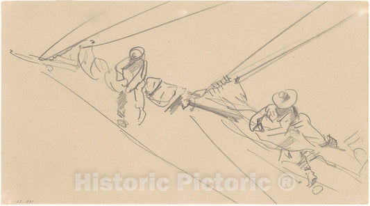 Art Print : John Singer Sargent, Men on a Spar, c. 1876 - Vintage Wall Art