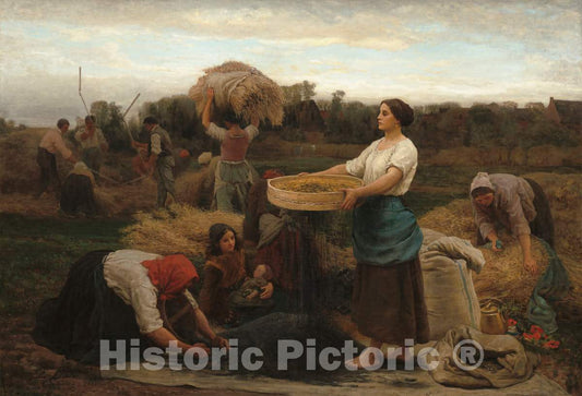 Art Print : Jules Breton, The Colza (Harvesting Rapeseed), 1860 - Vintage Wall Art