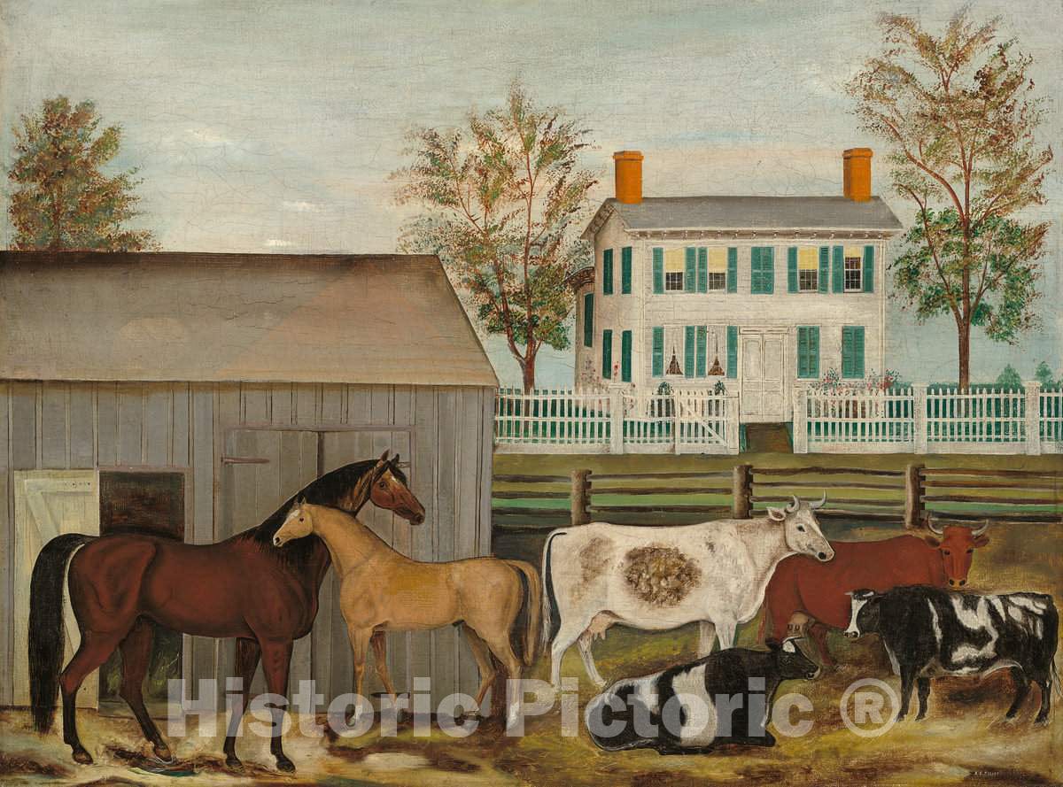 Art Print : Amzi Emmons Zeliff, The Barnyard, Late 19th Century - Vintage Wall Art