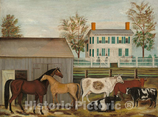 Art Print : Amzi Emmons Zeliff, The Barnyard, Late 19th Century - Vintage Wall Art