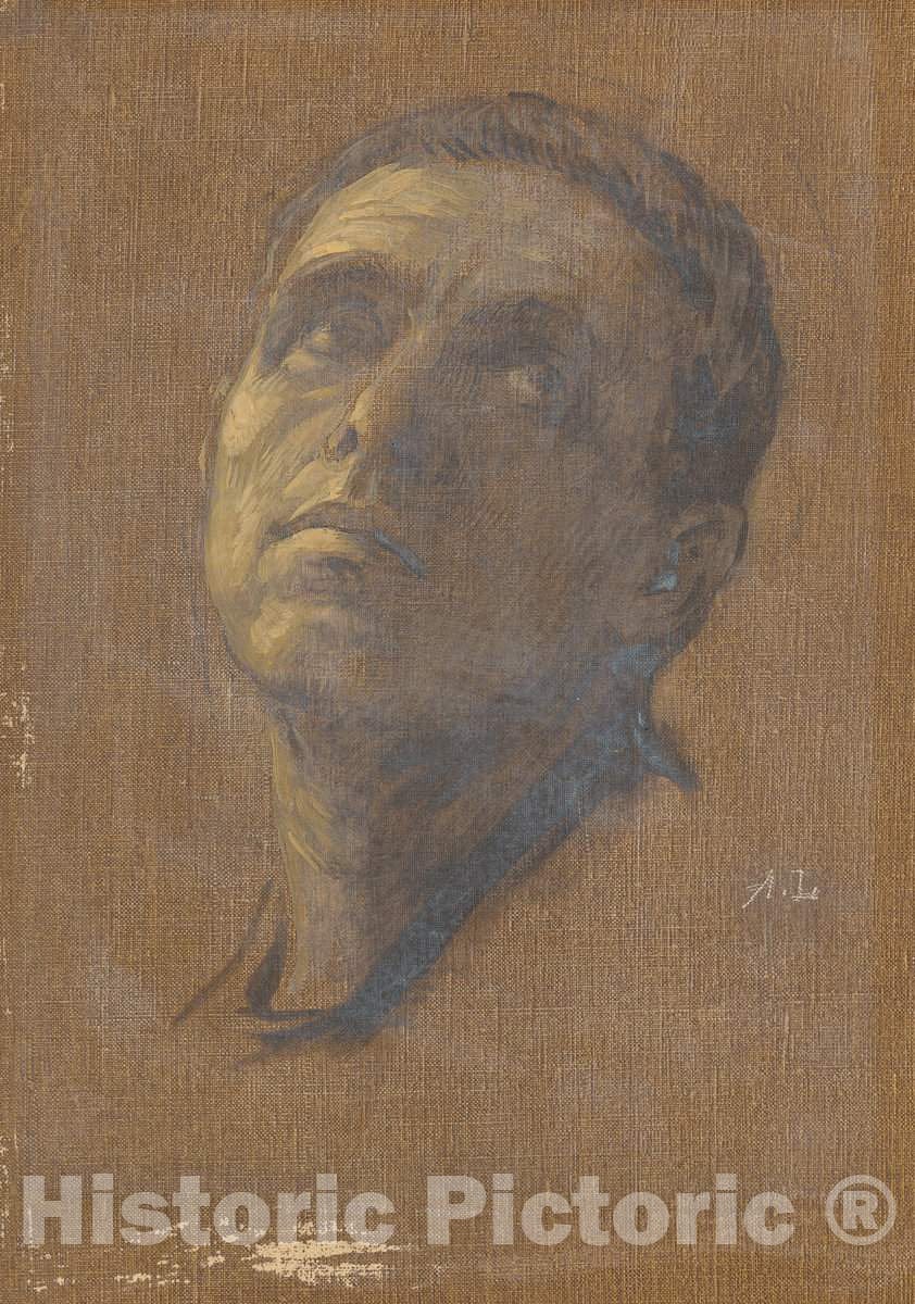 Art Print : Alphonse Legros, Head of a Man with Upturned Eyes - Vintage Wall Art