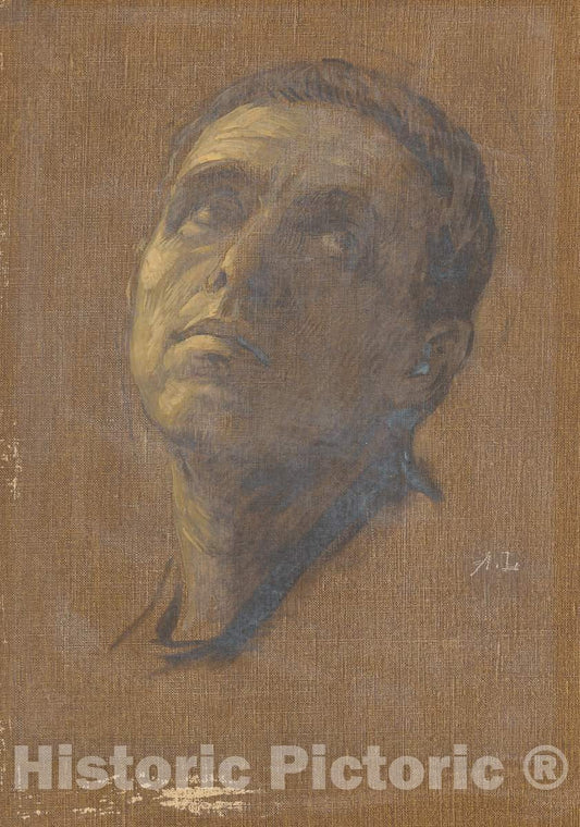 Art Print : Alphonse Legros, Head of a Man with Upturned Eyes - Vintage Wall Art