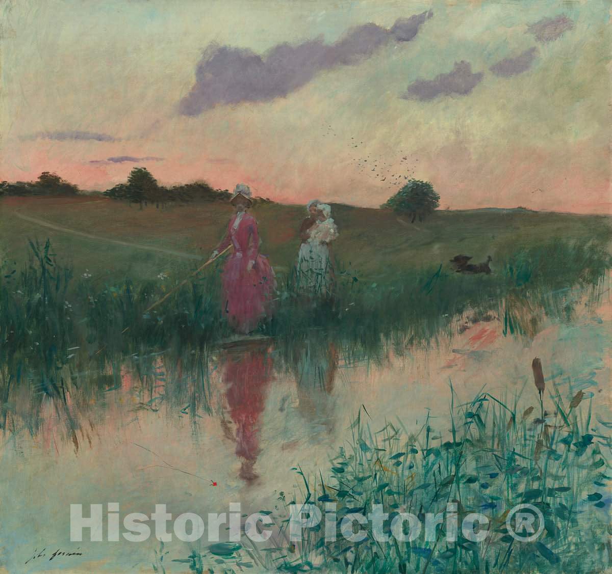 Art Print : Louis Forain, The Artist's Wife Fishing, 1896 - Vintage Wall Art