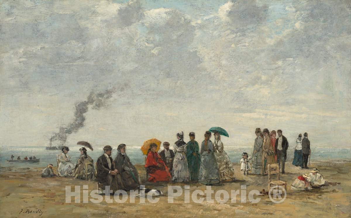 Art Print : EugÃ¨ne Boudin, Figures on The Beach, c.1869 - Vintage Wall Art