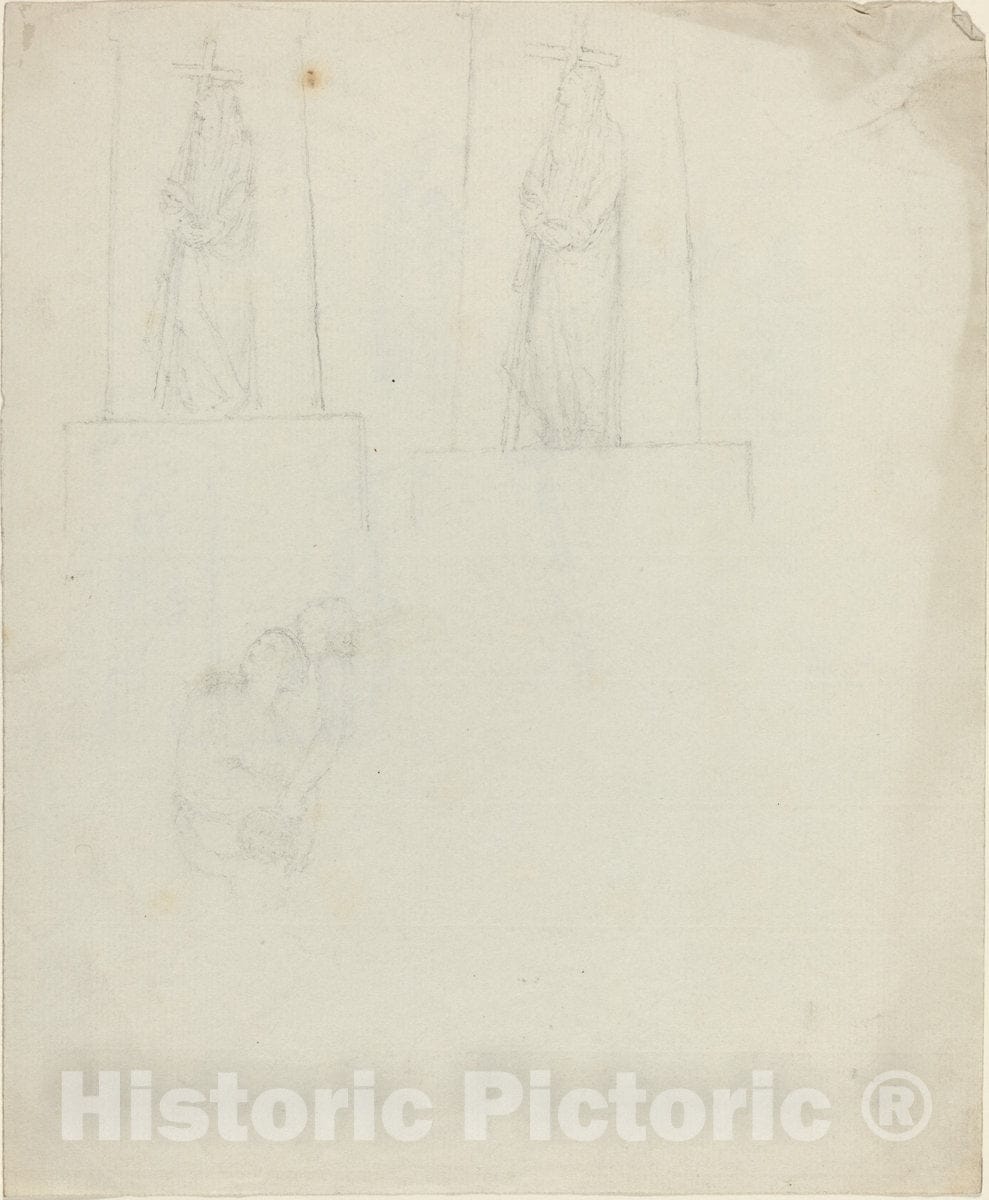 Art Print : John Flaxman, Designs for a Monument [Recto and Verso] - Vintage Wall Art