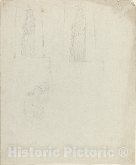 Art Print : John Flaxman, Designs for a Monument [Recto and Verso] - Vintage Wall Art