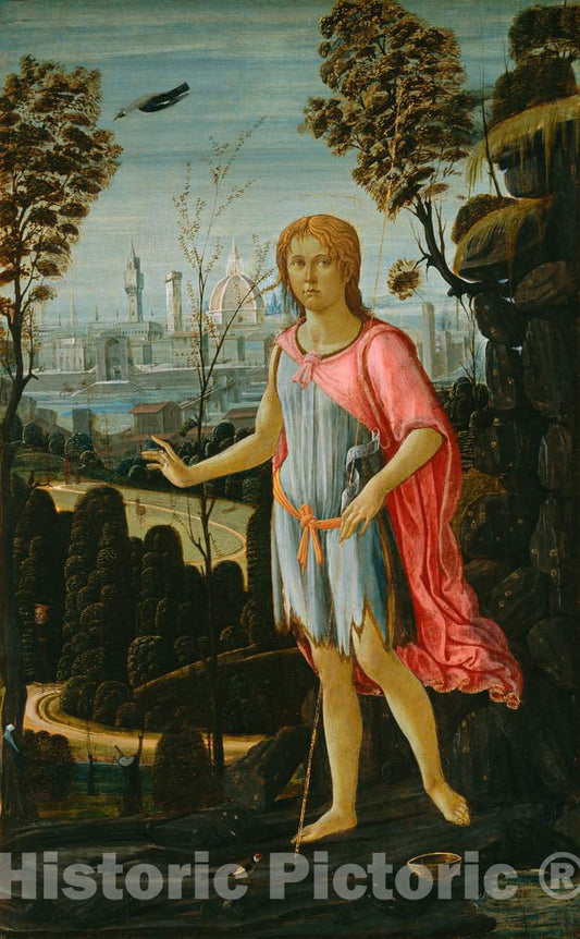 Art Print : Jacopo del Sellaio, Saint John The Baptist, c. 1480 - Vintage Wall Art