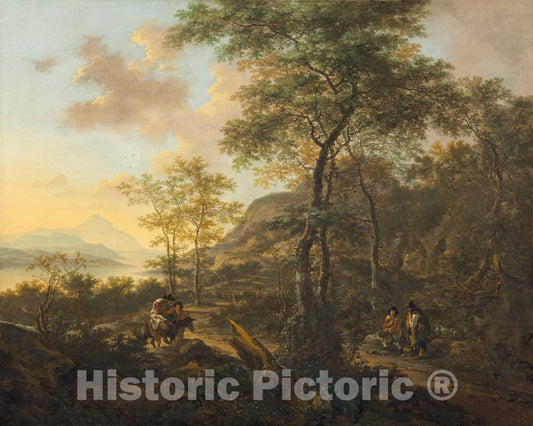 Art Print : Jan Both, an Italianate Evening Landscape, c. 1650 - Vintage Wall Art