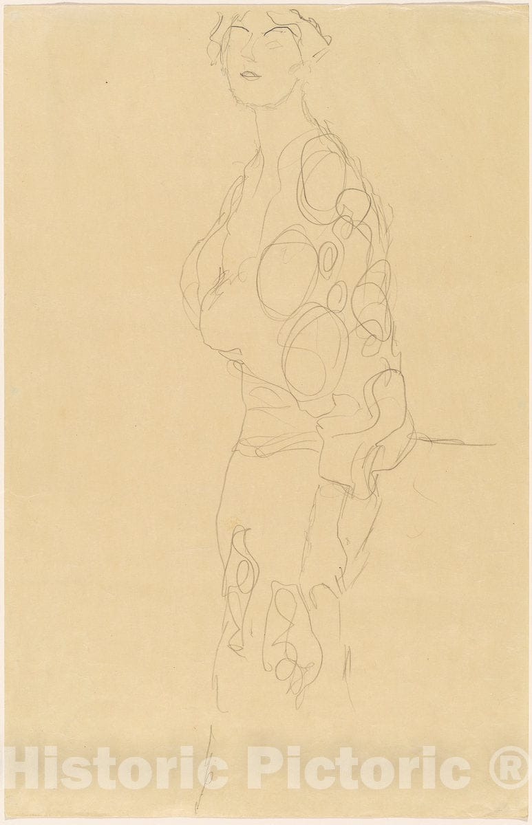 Art Print : Gustav Klimt, Standing Woman, c. 1910 - Vintage Wall Art