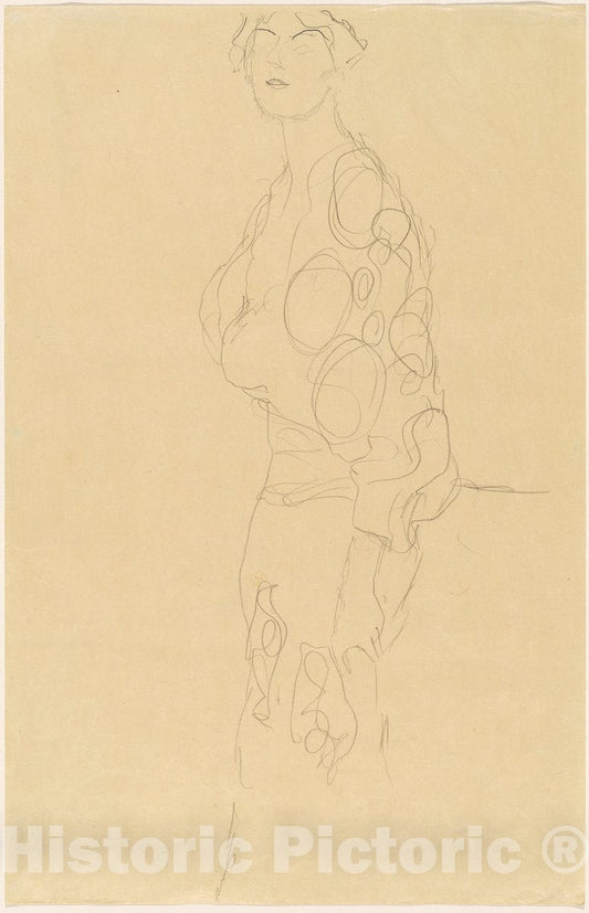 Art Print : Gustav Klimt, Standing Woman, c. 1910 - Vintage Wall Art