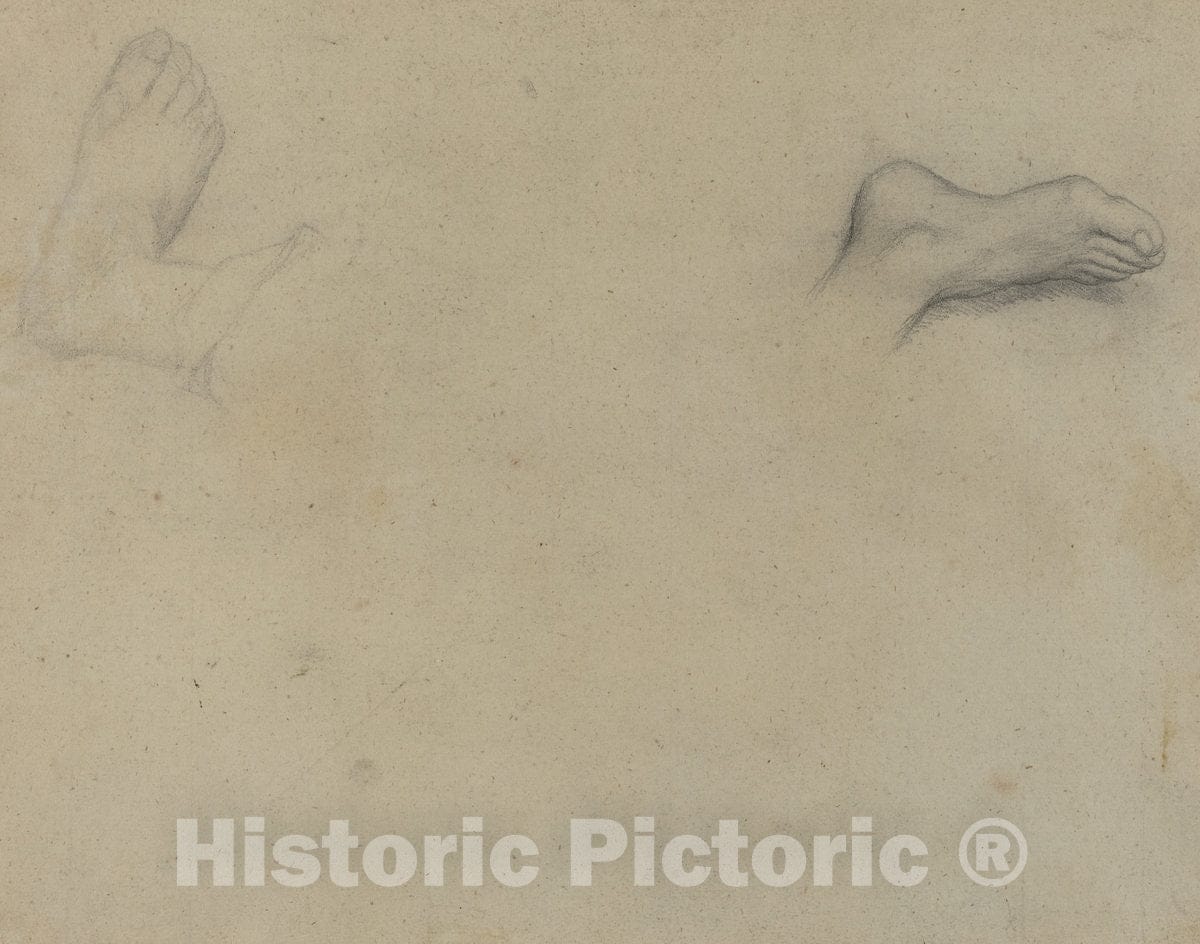 Art Print : Edgar Degas, Studies of Feet [Verso], 1855 - Vintage Wall Art