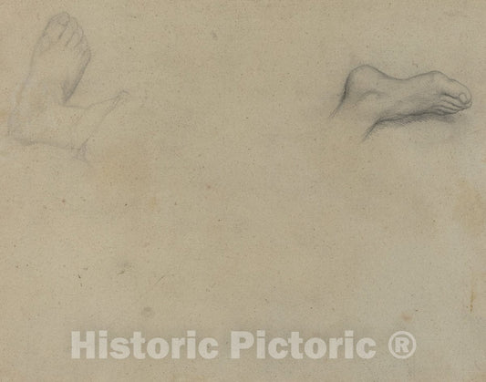 Art Print : Edgar Degas, Studies of Feet [Verso], 1855 - Vintage Wall Art