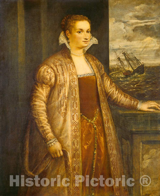 Art Print : Titian, Emilia di Spilimbergo, c. 1560 - Vintage Wall Art