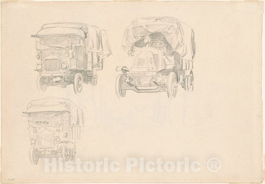 Art Print : John Singer Sargent, Trucks [Recto], 1918 - Vintage Wall Art