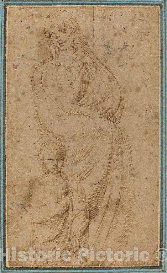 Art Print : Girolamo da Carpi, Two Figures - Vintage Wall Art