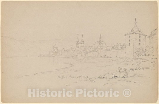 Art Print : John William Casilear, Boppart, 1842 - Vintage Wall Art