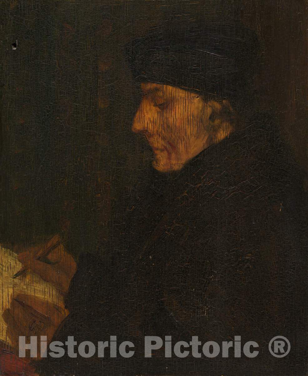 Art Print : Alphonse Legros, Memory Copy of Holbein's Erasmus - Vintage Wall Art