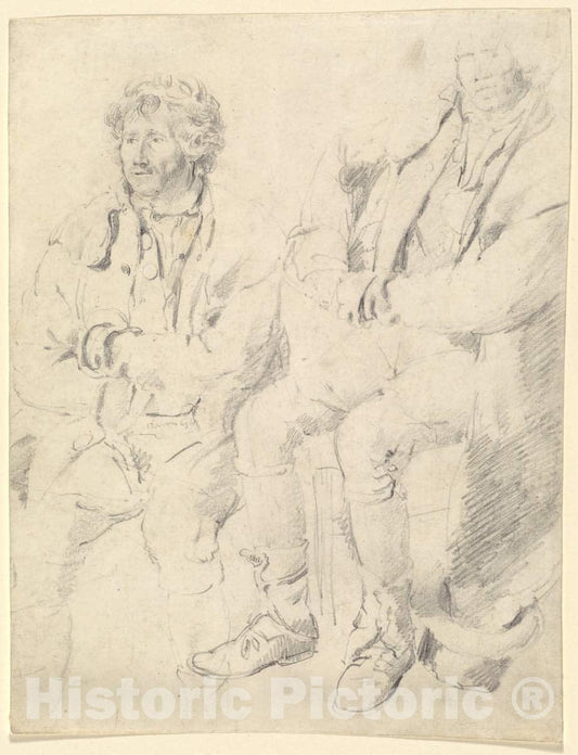 Art Print : James Ward, Two Studies of a Seated Man - Vintage Wall Art