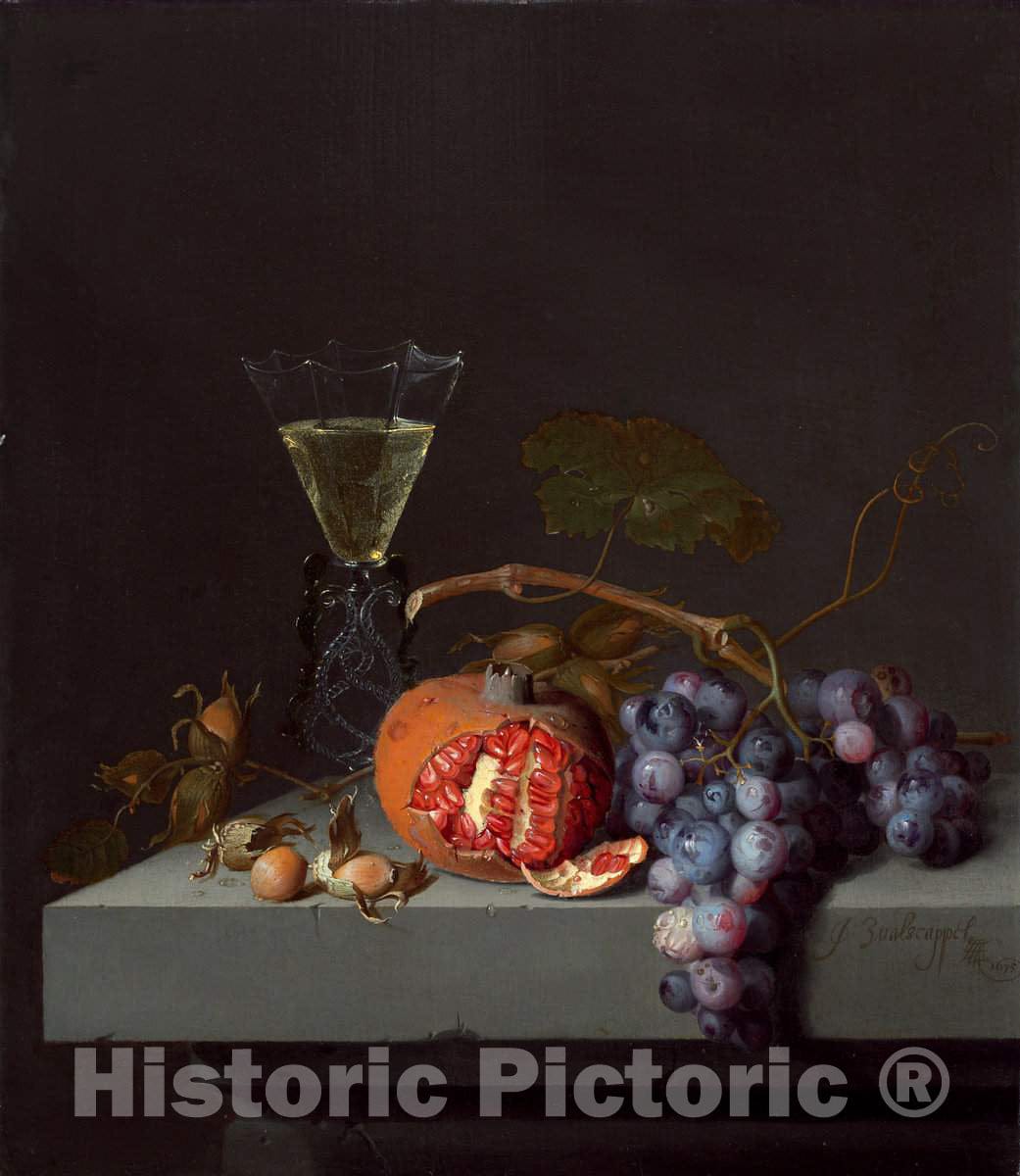 Art Print : Jacob Van Walscapelle, Still Life with Fruit, 1675 - Vintage Wall Art