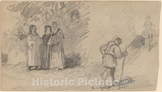 Art Print : Elihu Vedder, Son and The Donkey, c. 1859 - Vintage Wall Art