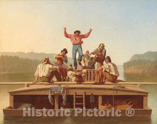 Art Print : George Caleb Bingham, The Jolly Flatboatmen, 1846 - Vintage Wall Art