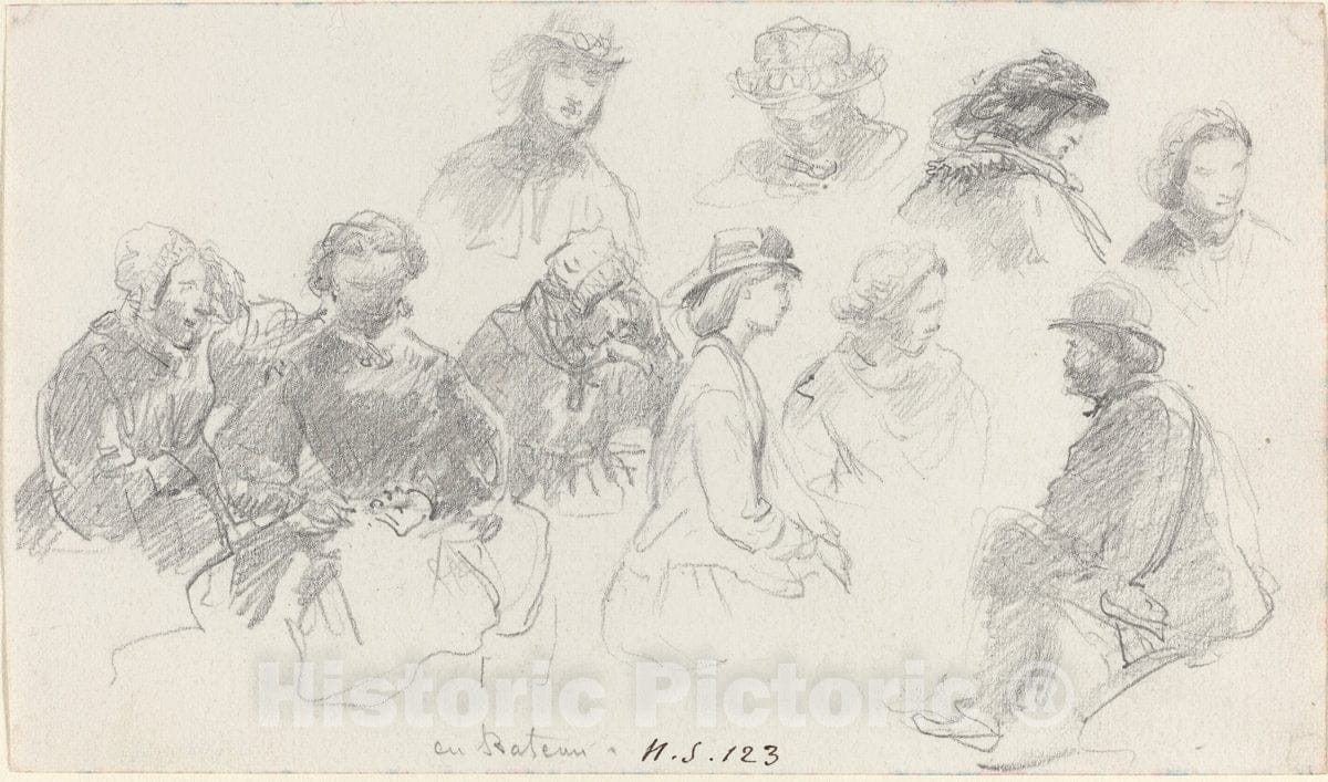 Art Print : EugÃ¨ne Boudin, Passengers on Shipboard - Vintage Wall Art