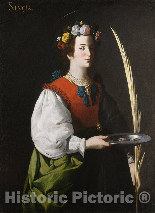 Art Print : Francisco de ZurbarÃ¡n, Saint Lucy, c.1628 - Vintage Wall Art