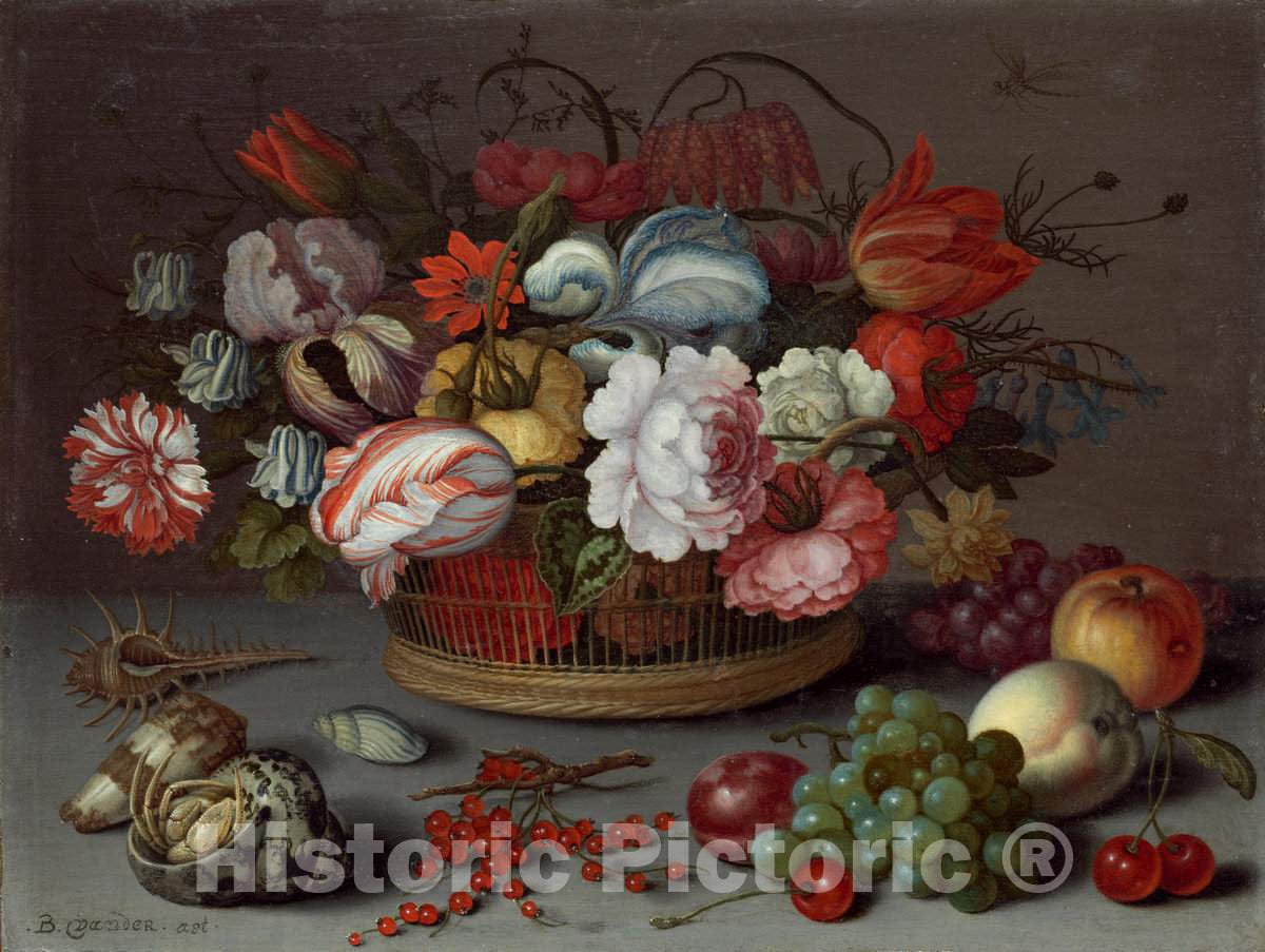 Art Print : Balthasar Van der AST, Basket of Flowers, c. 1622 - Vintage Wall Art