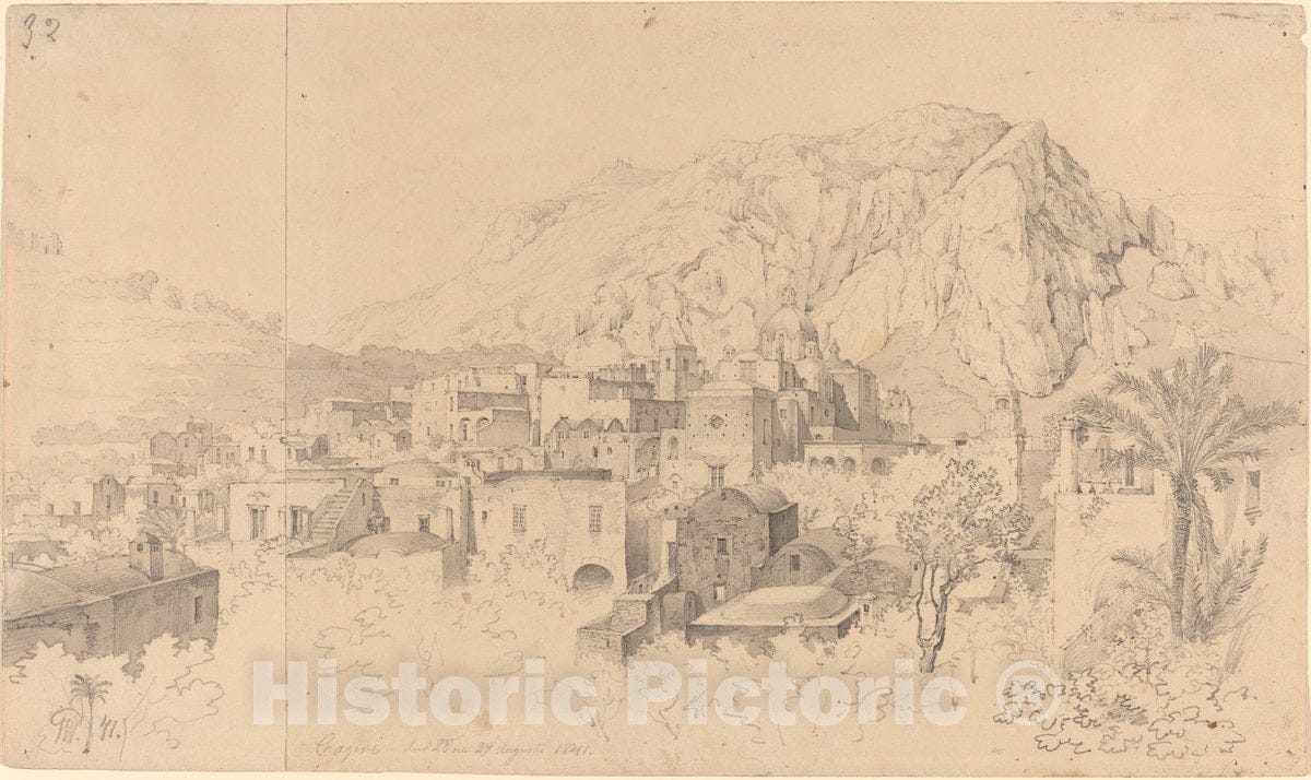 Art Print : Gustaf Wilhelm Palm, View of Capri, 1841 - Vintage Wall Art
