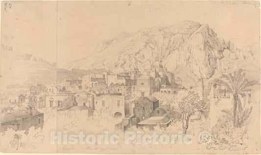 Art Print : Gustaf Wilhelm Palm, View of Capri, 1841 - Vintage Wall Art