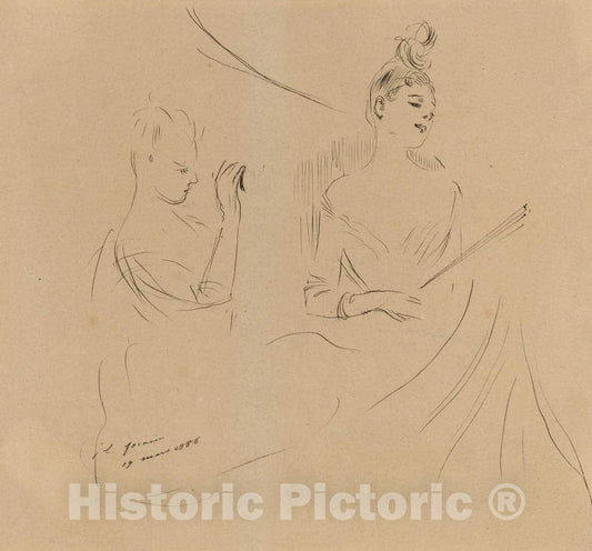 Art Print : Louis Forain, Two Ladies in a Loge, 1886 - Vintage Wall Art