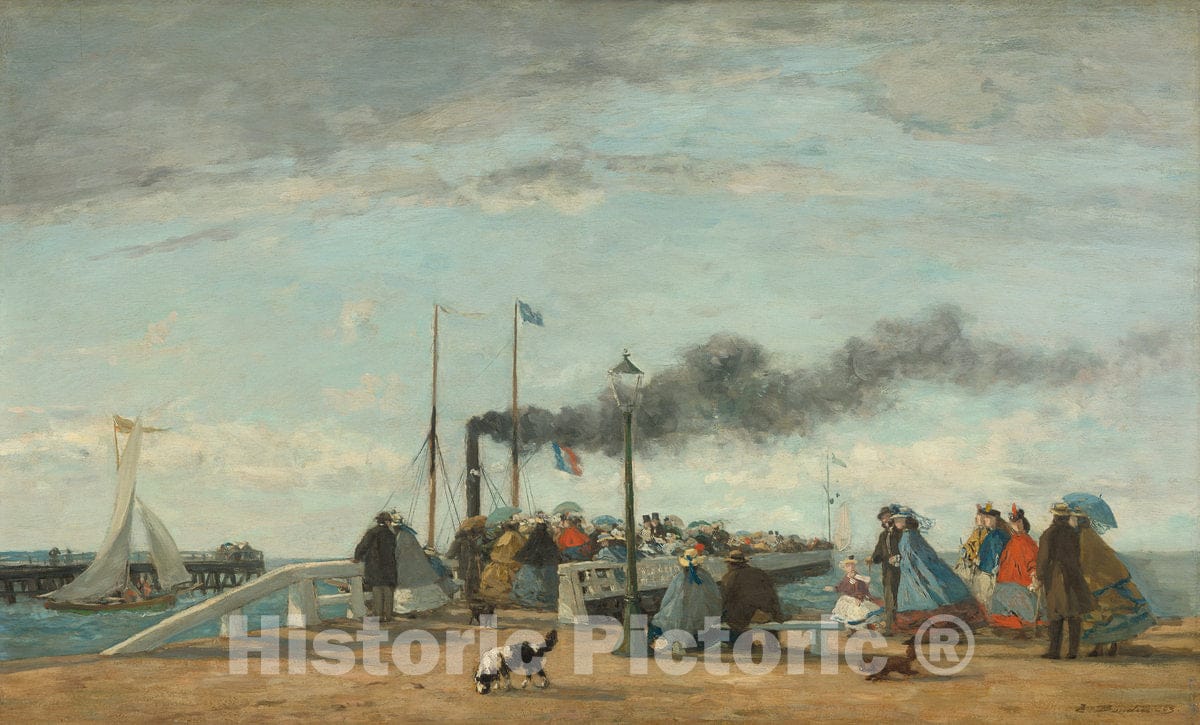 Art Print : EugÃ¨ne Boudin, Jetty and Wharf at Trouville, 1863 - Vintage Wall Art