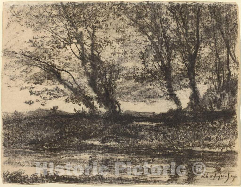 Art Print : Henri-Joseph Harpignies, Landscape, 1911 - Vintage Wall Art