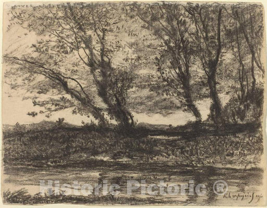 Art Print : Henri-Joseph Harpignies, Landscape, 1911 - Vintage Wall Art