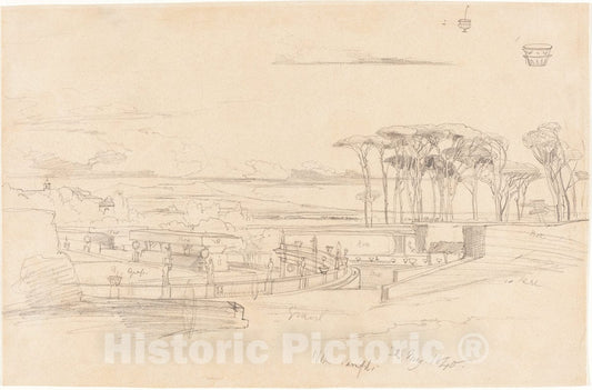 Art Print : Edward Lear, Villa Pamphili, 1840 - Vintage Wall Art