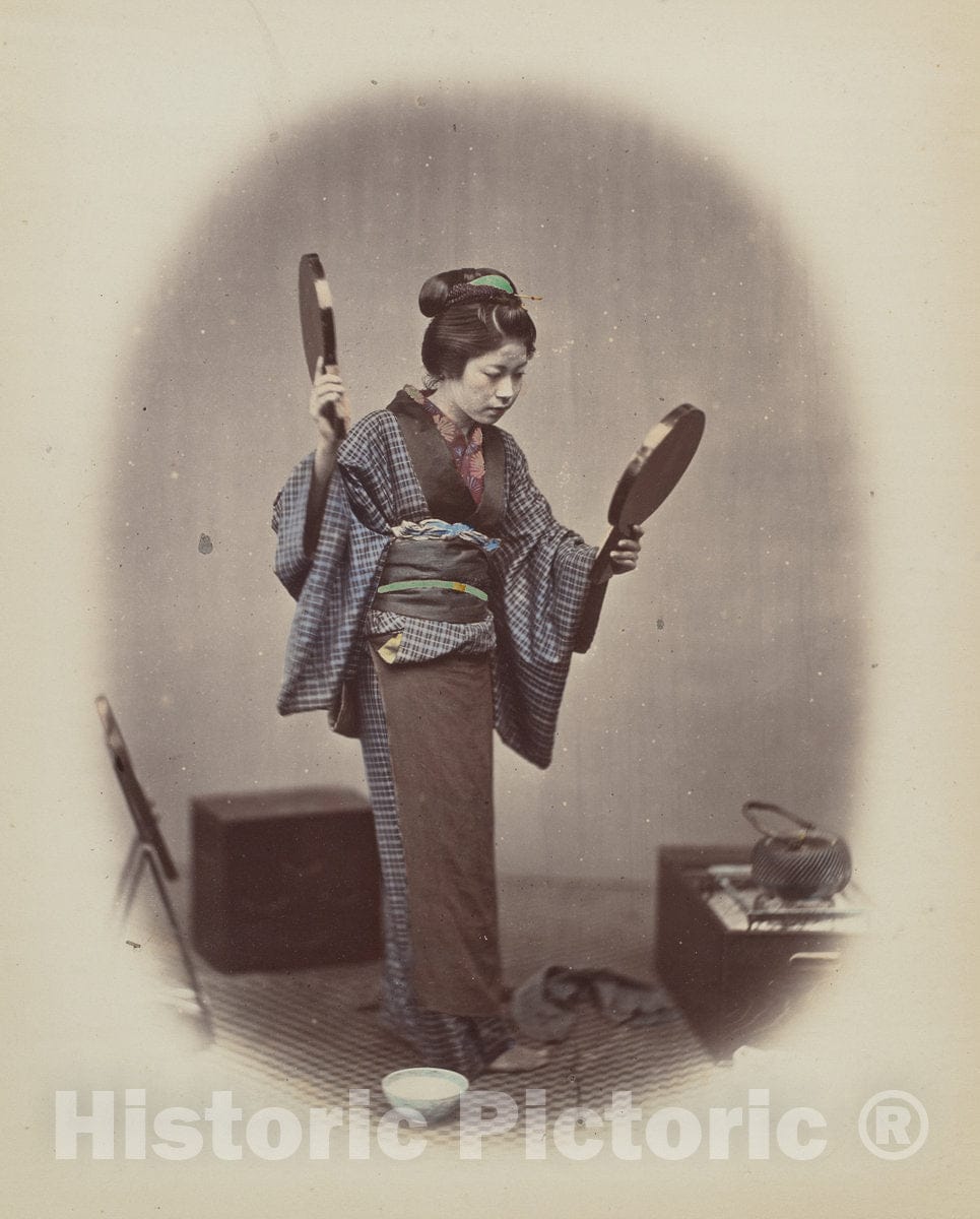Art Print : Felice Beato, at her Toilet, 1868 - Vintage Wall Art