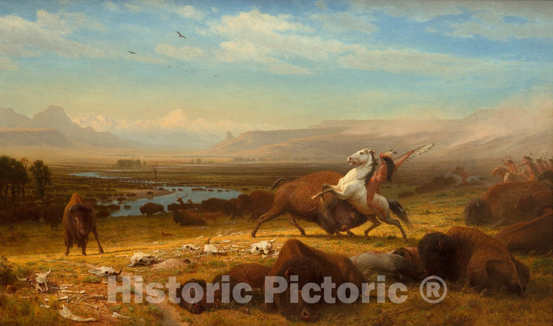 Art Print : Albert Bierstadt, The Last of The Buffalo, 1888 - Vintage Wall Art