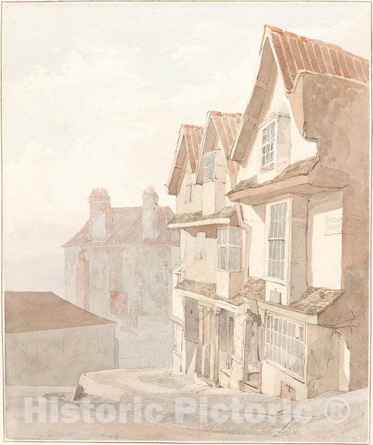 Art Print : Robert Dixon, Street with Buildings - Vintage Wall Art