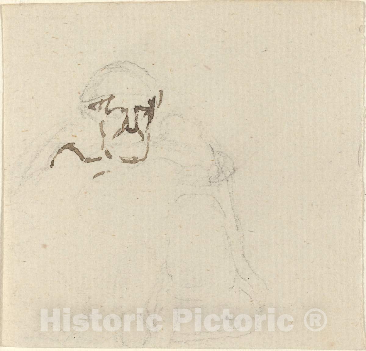 Art Print : John Flaxman, Bearded Figure - Vintage Wall Art
