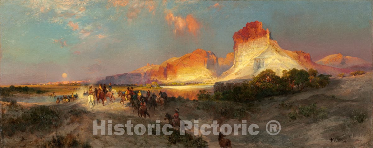 Art Print : Thomas Moran, Green River Cliffs, Wyoming, 1881 - Vintage Wall Art