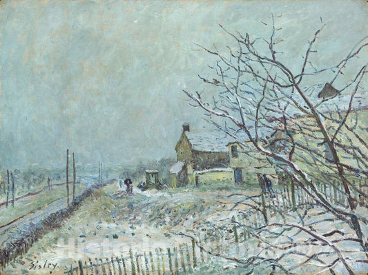 Art Print : Alfred Sisley, First Snow at Veneux-Nadon, 1878 - Vintage Wall Art