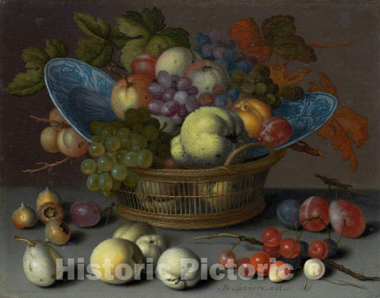 Art Print : Balthasar Van der AST, Basket of Fruits, c. 1622 - Vintage Wall Art
