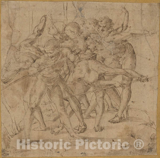 Art Print : Girolamo Genga, Battle Scene - Vintage Wall Art