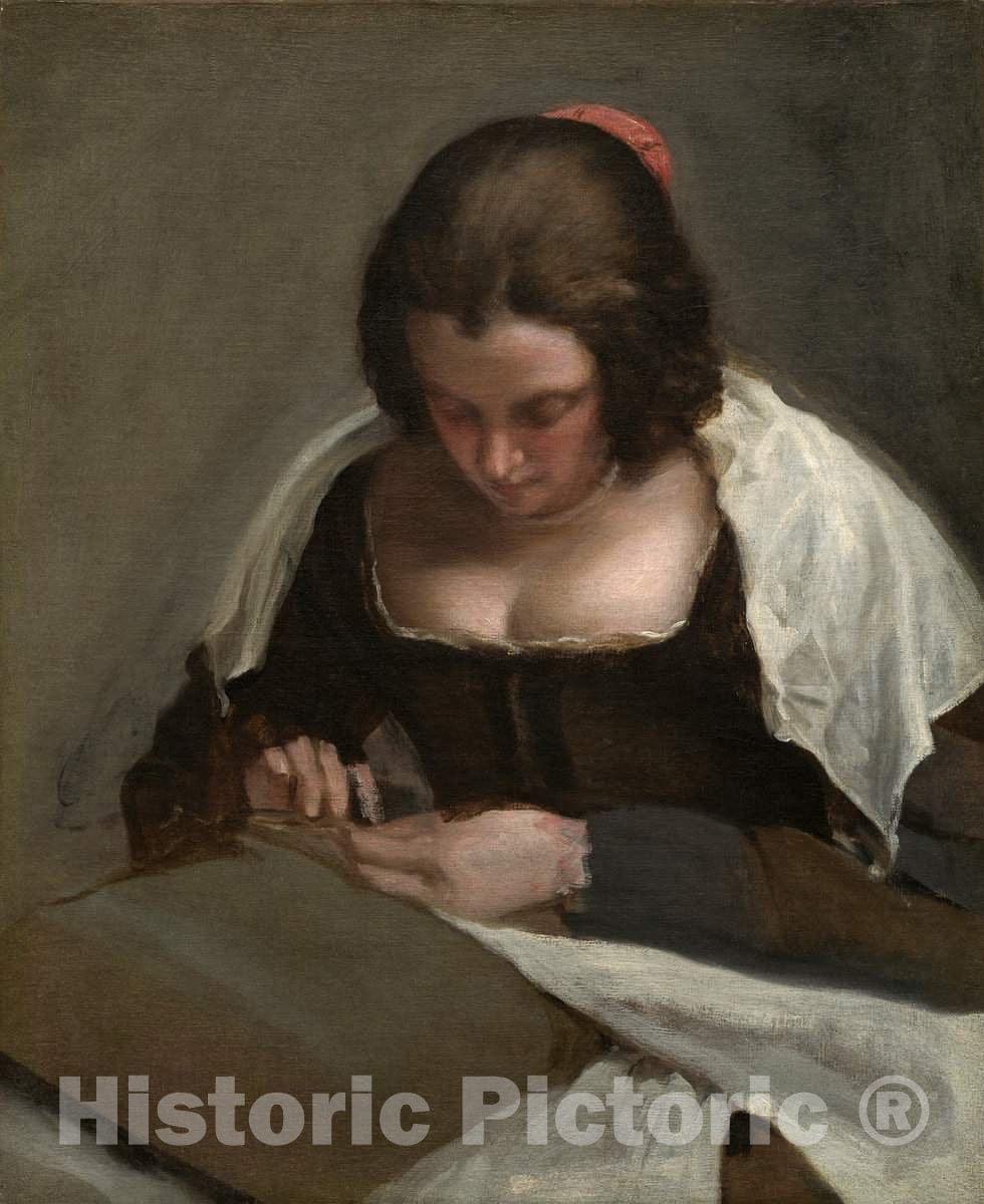 Art Print : Diego VelÃ¡zquez, The Needlewoman, c.1645 - Vintage Wall Art