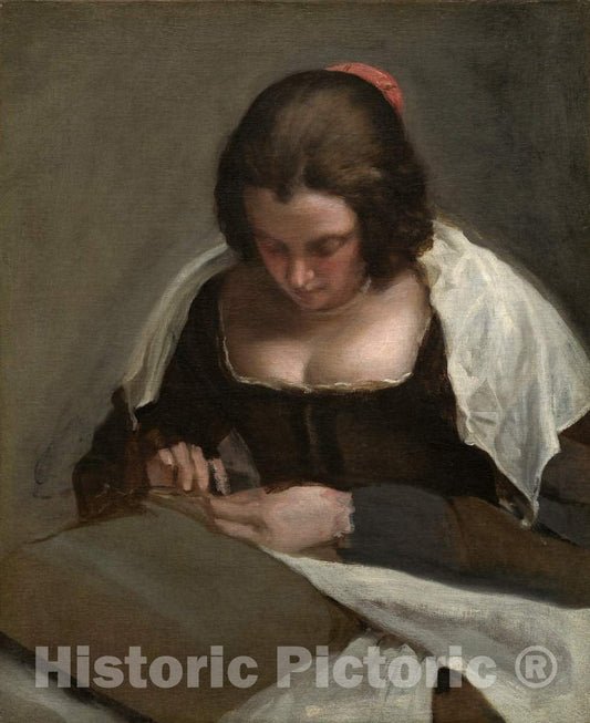 Art Print : Diego VelÃ¡zquez, The Needlewoman, c.1645 - Vintage Wall Art