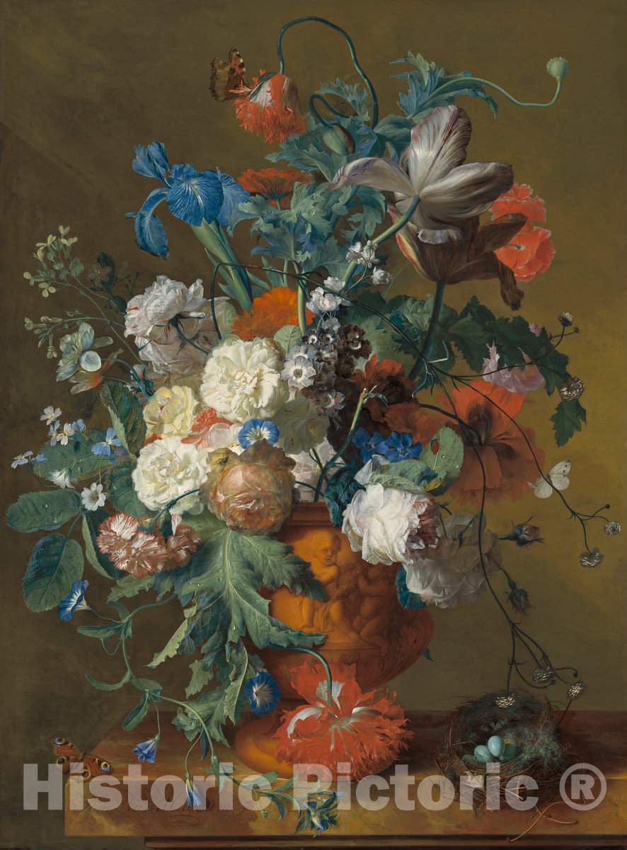 Art Print : Jan Van Huysum, Flowers in an Urn, c.1721 - Vintage Wall Art