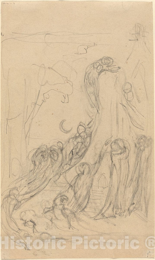 Art Print : William Blake, A Resurrection Scene [Recto], c. 1805 - Vintage Wall Art