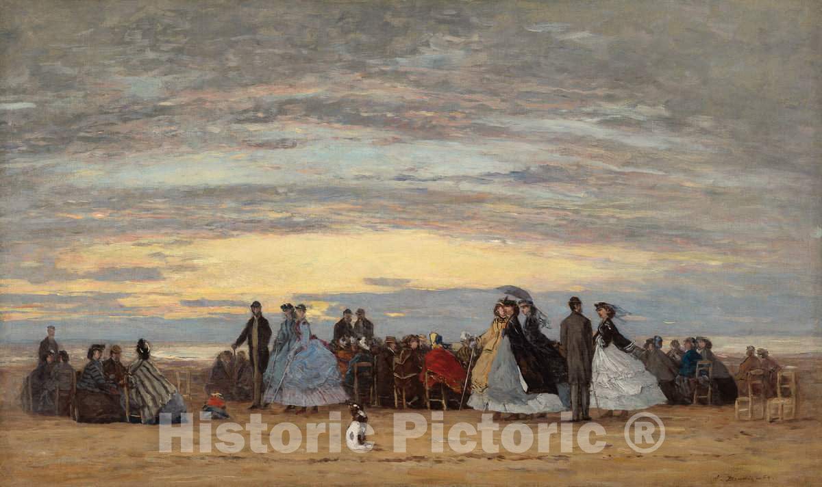Art Print : EugÃ¨ne Boudin, The Beach at Villerville, 1864 - Vintage Wall Art