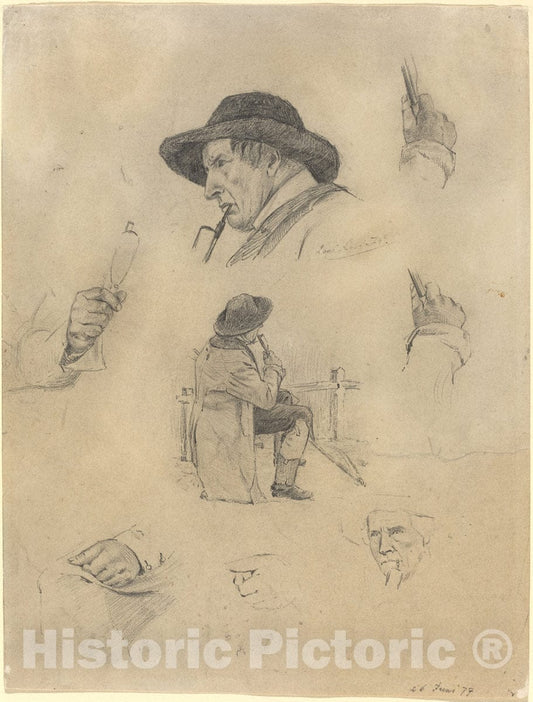 Art Print : Lovis Corinth, Sheet of Sketches, 1877 - Vintage Wall Art